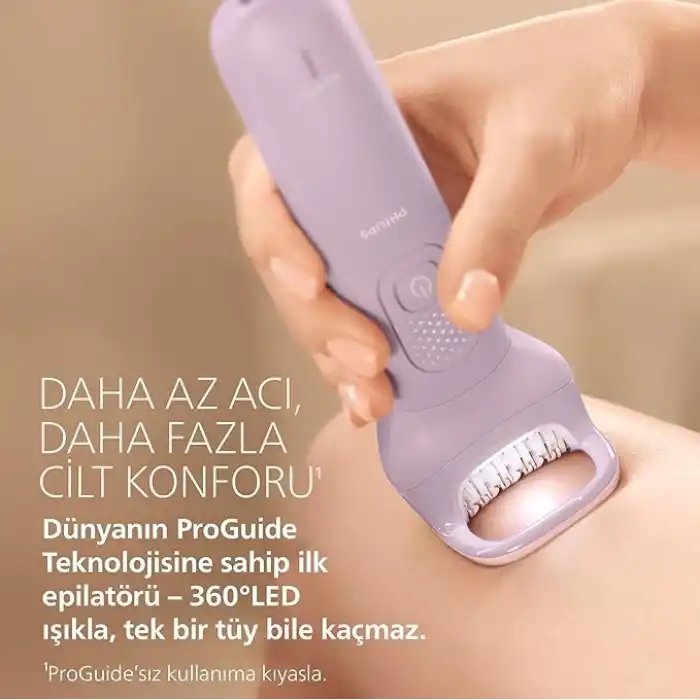 Philips Epilatör Serisi 9000, Kablosuz, Islak ve Kuru Kullanım, ProGuide, LED Işık, 32 Cımbız, BRE728/05