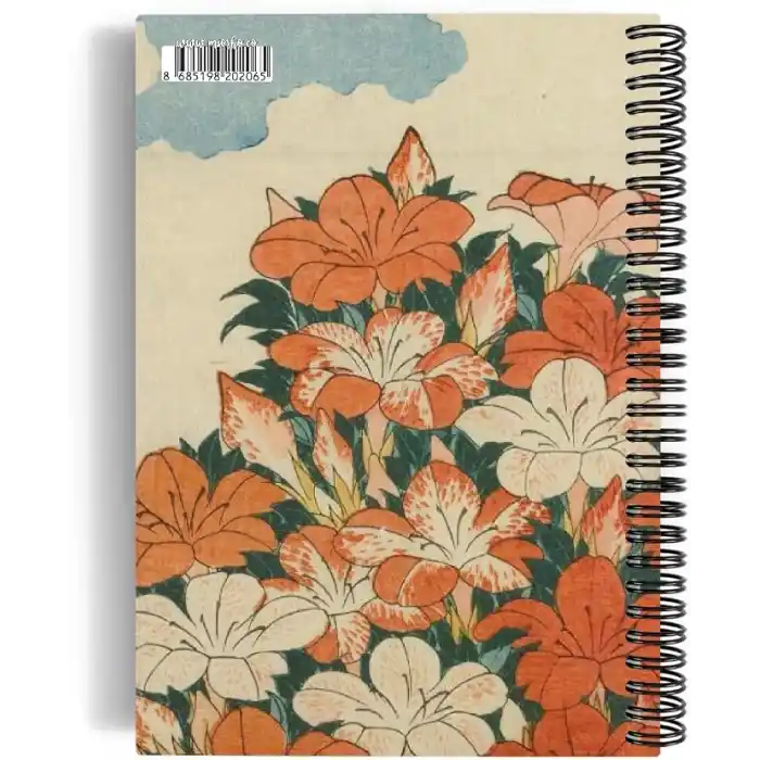 Katsushika Hokusai/Cuckoo and Azaleas,1834 | Spiralli Defter 06 | A5 | Çizgisiz | 100 Sayfa |Sanat