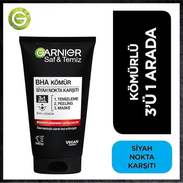 Garnier Skin Naturals Saf & Temiz Siyah Nokta Karşıtı Kömürlü 3ü 1 arada (1 x 150 ml)