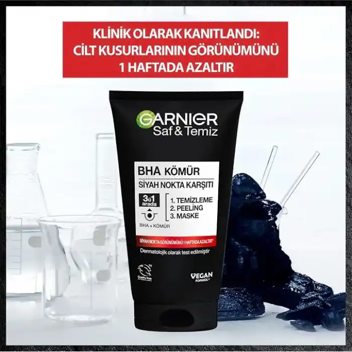 Garnier Skin Naturals Saf & Temiz Siyah Nokta Karşıtı Kömürlü 3ü 1 arada (1 x 150 ml)
