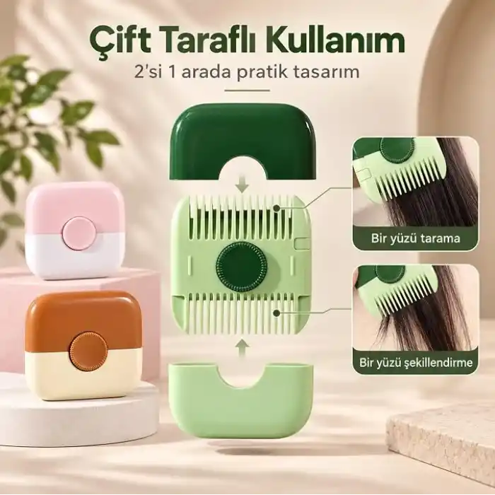 Coverzone Ayarlanabilir Bıçaklı Jiletli Saç Kesme ve Kırık Alma Tarağı, Saç İnceltme ve Şekillendirme Tarağı, Çift Taraflı Kat Kesim, Perçem Kakül ve Saç Ucu Düzeltme Aparatı, SC01(Yeşil)
