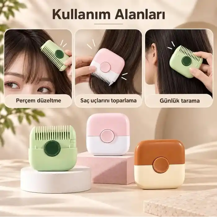Coverzone Ayarlanabilir Bıçaklı Jiletli Saç Kesme ve Kırık Alma Tarağı, Saç İnceltme ve Şekillendirme Tarağı, Çift Taraflı Kat Kesim, Perçem Kakül ve Saç Ucu Düzeltme Aparatı, SC01(Yeşil)