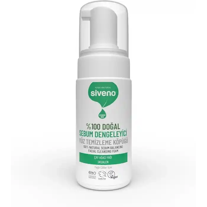 Siveno%100 Doğal Yüz Temizleme Köpüğü Yağlı Ciltler İçin Makyaj Siyah Nokta Sivilce Vegan 100 ml