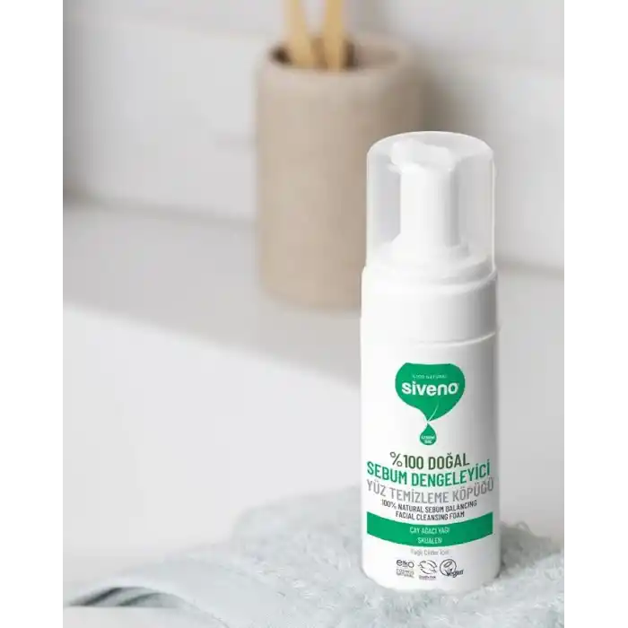Siveno%100 Doğal Yüz Temizleme Köpüğü Yağlı Ciltler İçin Makyaj Siyah Nokta Sivilce Vegan 100 ml