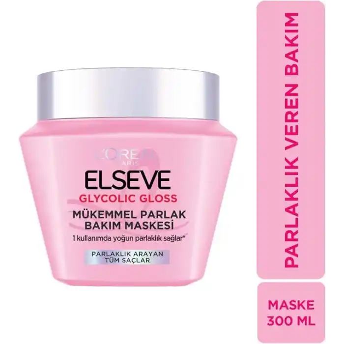 LOréal Paris Elseve Glycolic Gloss Mükemmel Parlaklık Veren Saç Bakım Maskesi 300ml