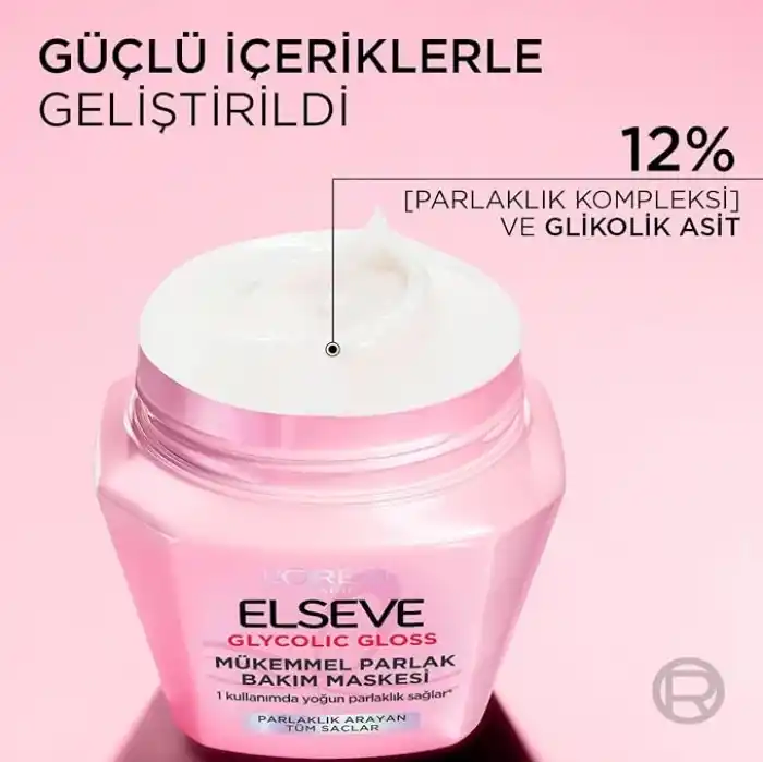 LOréal Paris Elseve Glycolic Gloss Mükemmel Parlaklık Veren Saç Bakım Maskesi 300ml