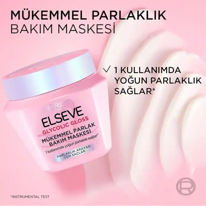 LOréal Paris Elseve Glycolic Gloss Mükemmel Parlaklık Veren Saç Bakım Maskesi 300ml