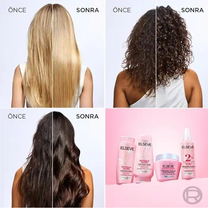 LOréal Paris Elseve Glycolic Gloss Mükemmel Parlaklık Veren Saç Bakım Maskesi 300ml