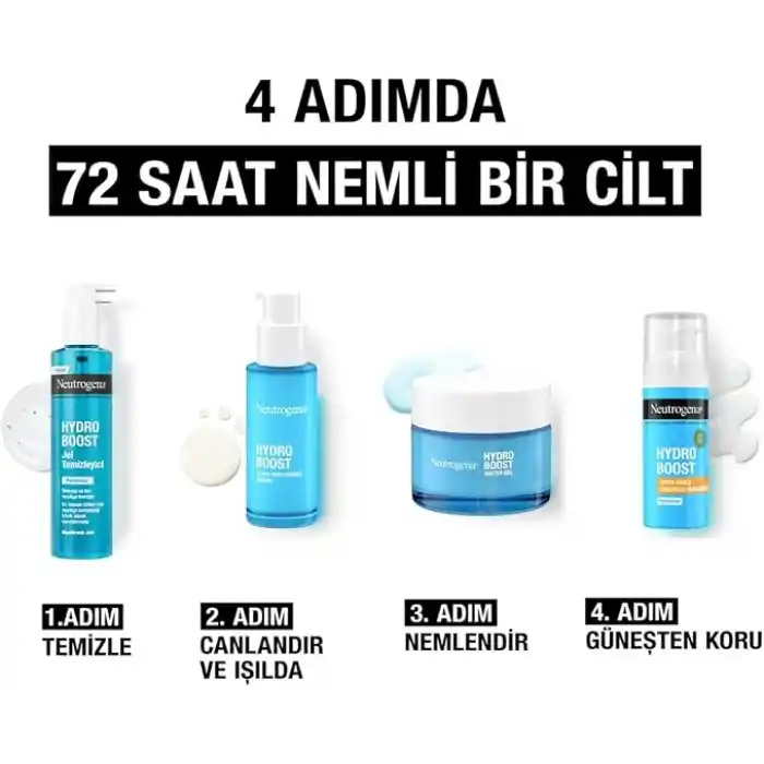 Neutrogena – Nemlendirici Fluid Hydro Boost SPF 50 (50 ml pompalı şişe) — Hyalüronik asit, provitamin B5 ve niasinamid içeren yüz bakımı — Güneş korumalı nemlendirici bakım