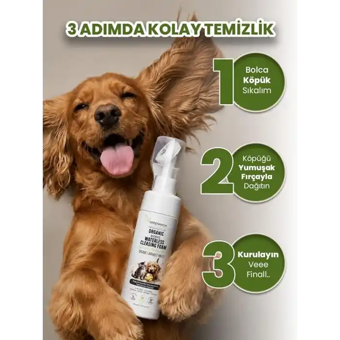 Greenwich Kedi ve Köpek Pati Temizleme Köpüğü 150 ml – Durulama Gerektirmeyen Vegan Temizleme Köpüğü | Günlük Pati Hijyeni ve Pratik Bakım Desteği
