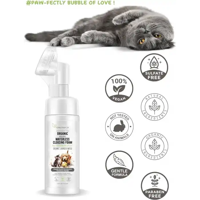 Greenwich Kedi ve Köpek Pati Temizleme Köpüğü 150 ml – Durulama Gerektirmeyen Vegan Temizleme Köpüğü | Günlük Pati Hijyeni ve Pratik Bakım Desteği
