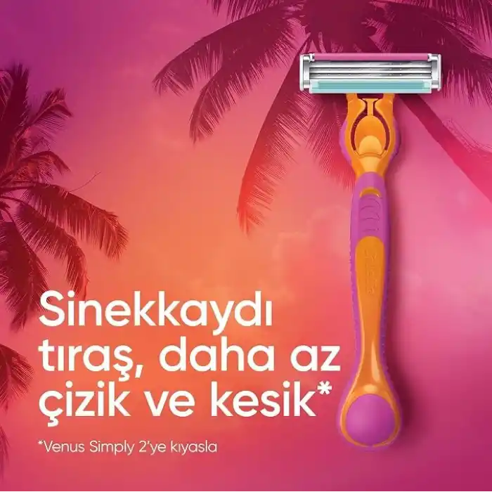 Gillette Simply Venus 3 Miami Tıraş Makinesi Gövdesi + 4 Bıçak