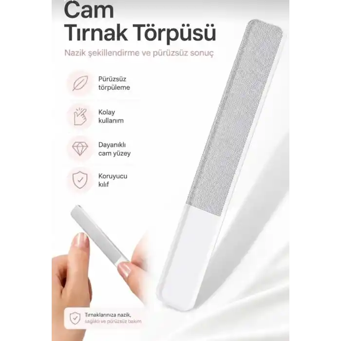 Cam Tırnak Törpüsü Manikür Parlatıcı, Koruyucu Kılıflı