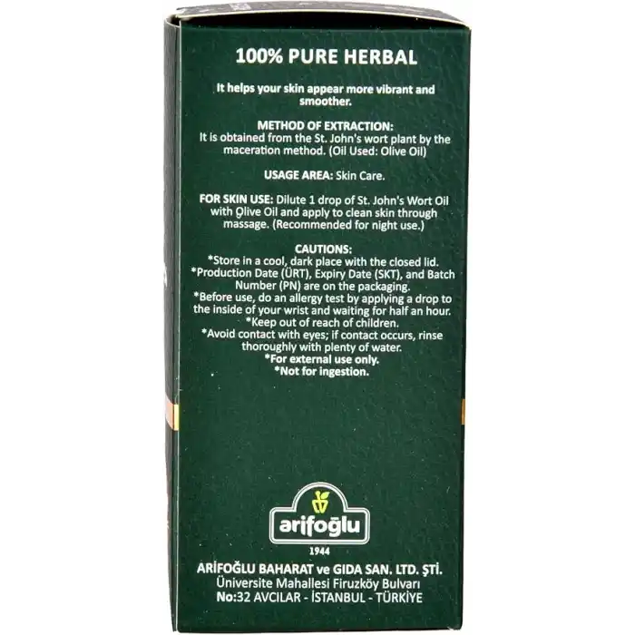 Arifoğlu Sarı Kantaron Yağı 30ml%100 Saf Yağ ARLAB Pure St Johns Wort Oil 30ml
