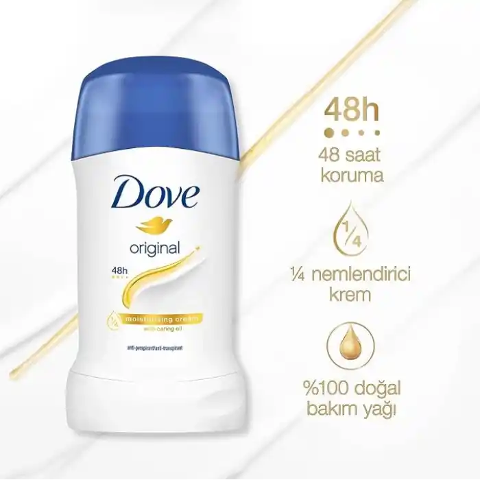 Dove Kadın Stick Deodorant Original 1/4 Nemlendirici Krem Etkili, 40 ml