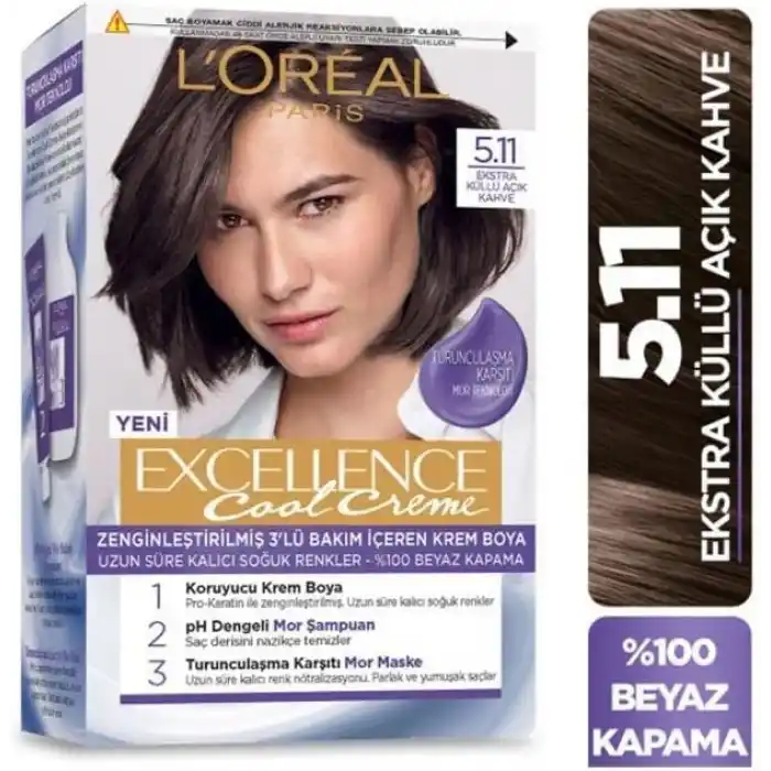 L’Oréal Paris Excellence Cool Creme Saç Boyası - 5.11 Ekstra Küllü Açık Kahve