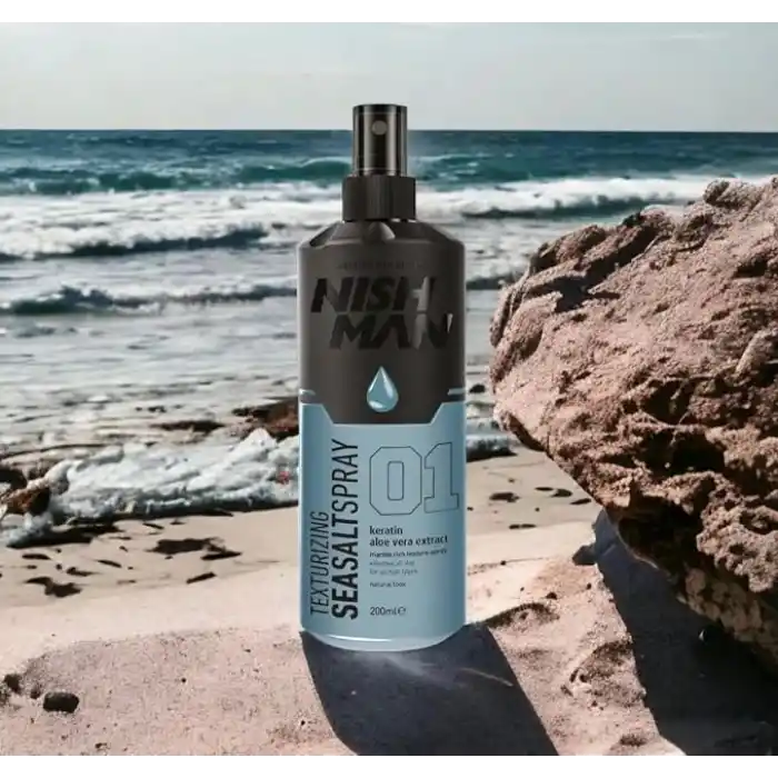 Nishman Sea Salt Sprey 200 ml – Mat Bitişli, Doğal Plaj Dalgası Etkisi, Aloe Vera & Keratin İçerikli, Tüm Saç Tipleri İçin