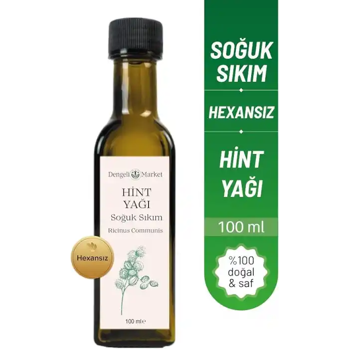 Hint Yağı 100 ml - Soğuk Sıkım Castor Oil, Saç, Kaş, Kirpik ve Cilt Bakımı İçin Nemlendirici ve Besleyici Doğal Bakım Yağı, Vegan ve Katkısız,%100 Saf ve Doğal, Hekzansız