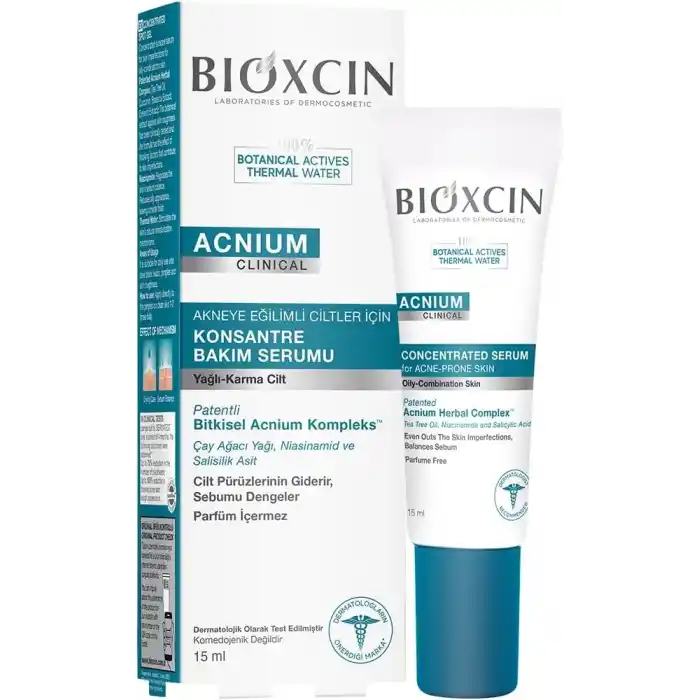 Bioxcin Acnium Konsantre Bakım Serumu 15 ml – Akneye Eğilimli Ciltler İçin Sebum Dengeleyici ve Nemlendirici Serum
