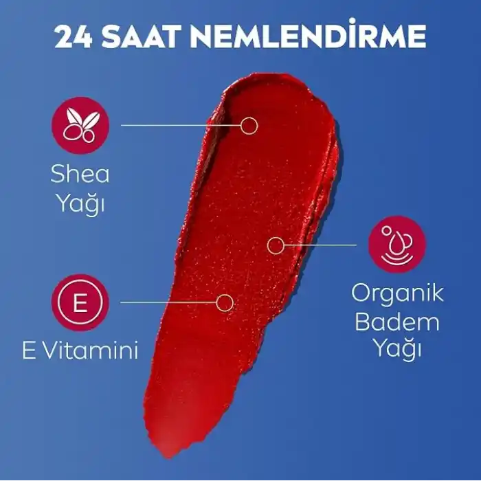 NIVEA SPF30 Kırmızı Renkli Dudak Bakım Kremi,4,8gr,24 Saat Nemlendirme,E Vitamini,Organik Badem Yağı,Shea Yağı,Dudak Ve Yanaklar İçin,Allık Etkisi,Mineral Yağı Bulunmaz