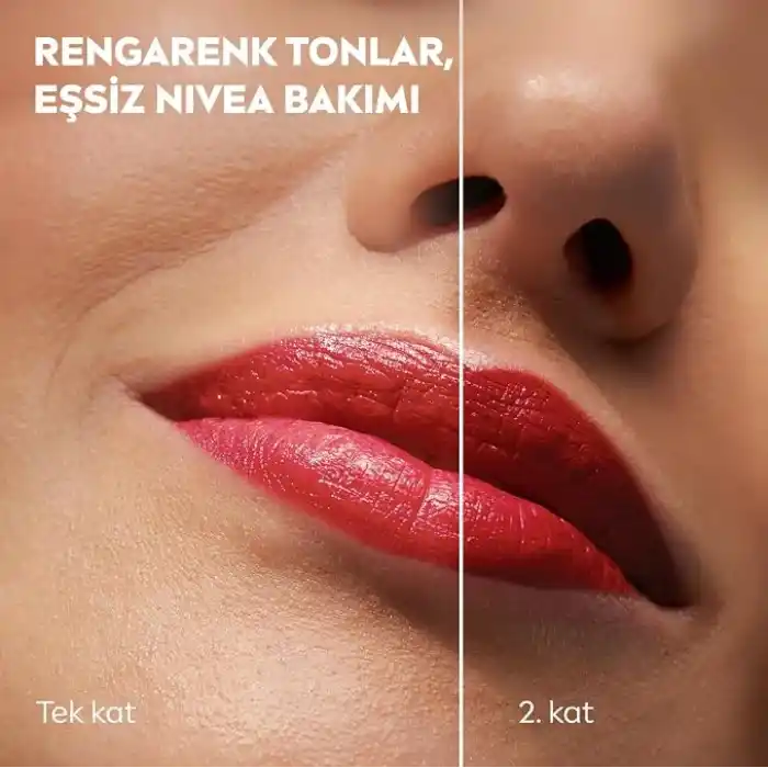 NIVEA SPF30 Kırmızı Renkli Dudak Bakım Kremi,4,8gr,24 Saat Nemlendirme,E Vitamini,Organik Badem Yağı,Shea Yağı,Dudak Ve Yanaklar İçin,Allık Etkisi,Mineral Yağı Bulunmaz