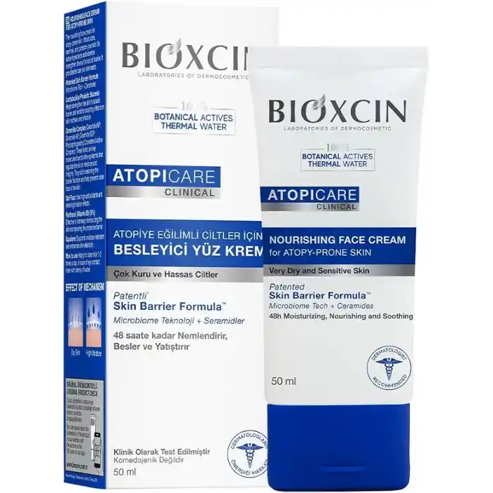 Bioxcin Atopicare Besleyici Krem 50 ml – Atopiye Eğilimli Kuru Ciltler İçin, Seramid Kompleksli, Prebiyotik, Pantenol ve Skualen İçerikli Nemlendirici