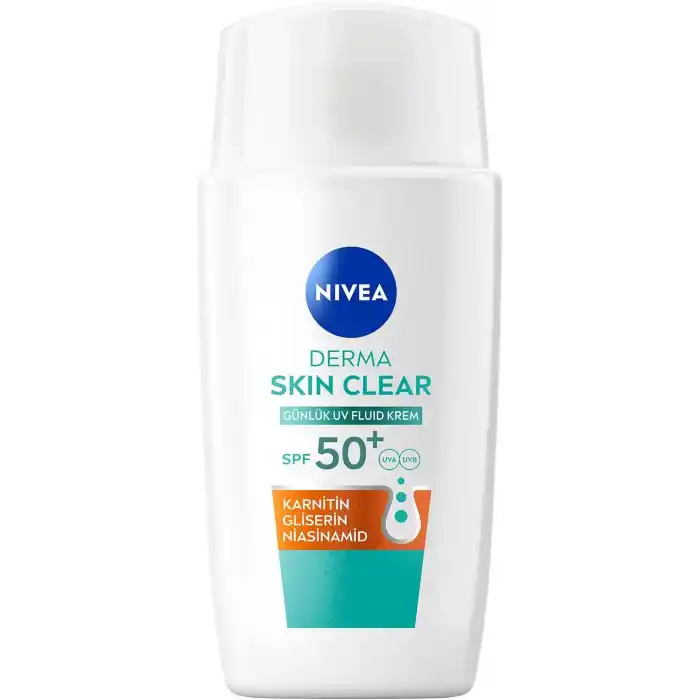 NIVEA SPF50 Derma Skin Clear Sivilce Karşıtı Gündüz Yüz Kremi 40 ml,Matlaştırıcı,Makyaj Bazı,Karnitin,Gliserin,Niasinamid,Hafif Formül