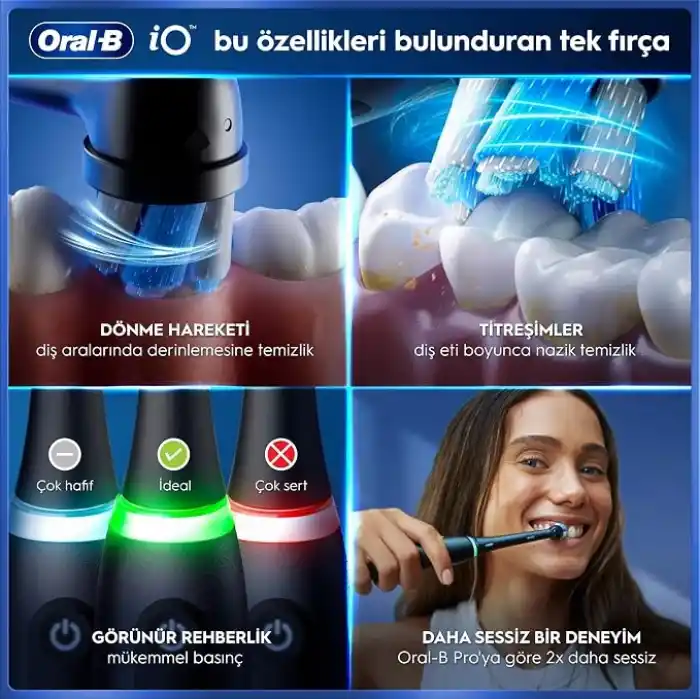 Oral-B iO9 Şarjlı/Elektrikli Diş Fırçası, 2li Set, Rose Quartz & Siyah, 2 Fırça Başlığı, Hızlı Manyetik Şarj Cihazı, Uzun Ömürlü Pil, Şarj Eden Seyahat Kabı