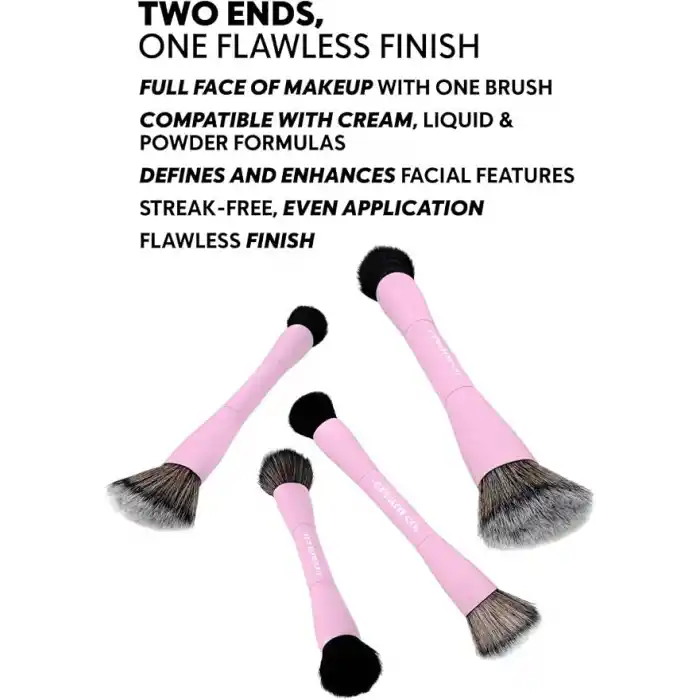 Cream Co. Çift Taraflı Makyaj Fırçası, Dual-Ended Allık Kontür Fondöten Kapatıcı, Çok Amaçlı Makeup Brush