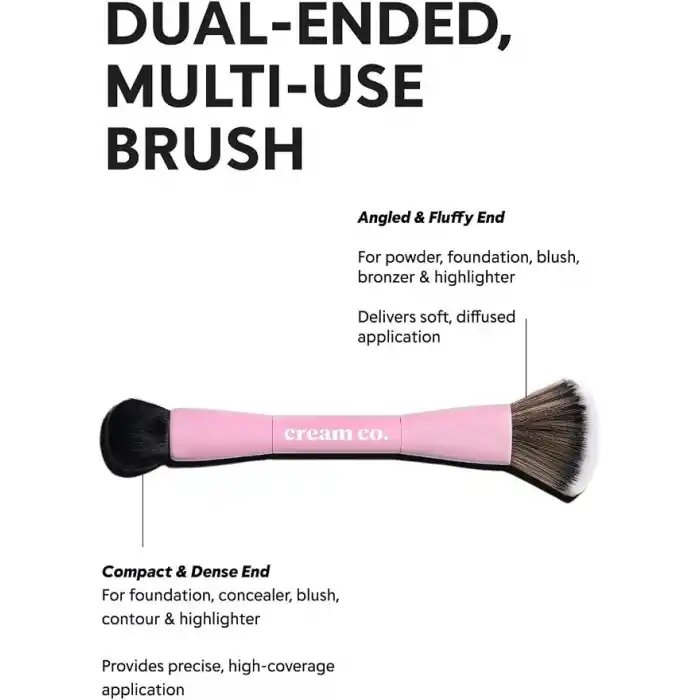 Cream Co. Çift Taraflı Makyaj Fırçası, Dual-Ended Allık Kontür Fondöten Kapatıcı, Çok Amaçlı Makeup Brush