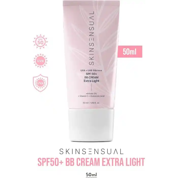 Skin Sensual SPF50+ PA++++ Kapatıcı BB Krem Extra Light 50 ml | Leke Karşıtı, Aydınlık Cilt Görünümü | UVA+UVB Koruma | Geniş Spektrum Koruma