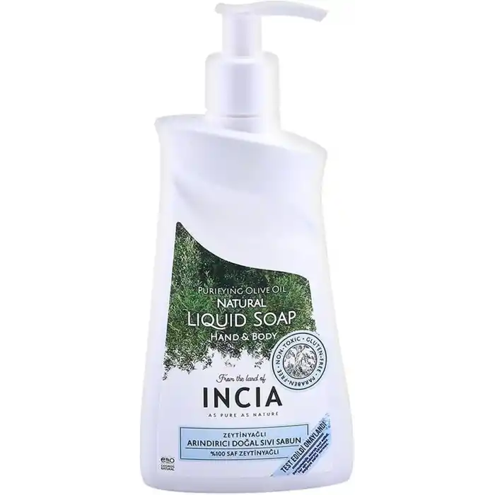 INCIA%100 Doğal Sıvı Kastil Sabunu Arındırıcı Zeytinyağlı 10 Bitkisel Değerli Yağ Vegan 250 ml