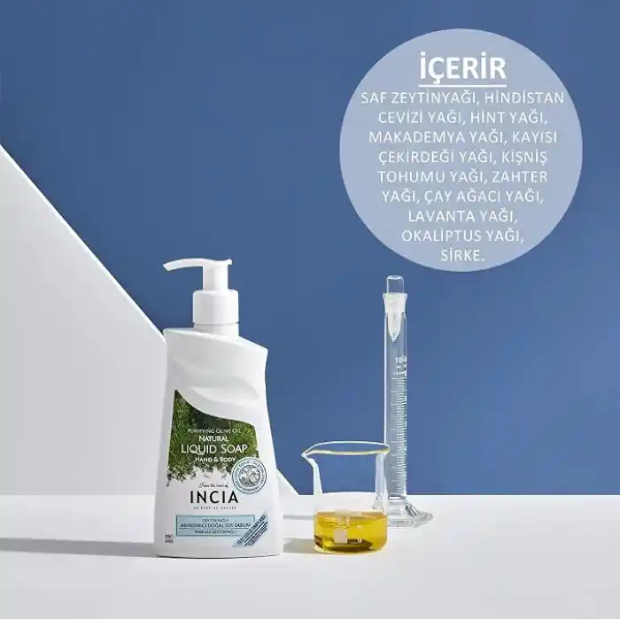 INCIA%100 Doğal Sıvı Kastil Sabunu Arındırıcı Zeytinyağlı 10 Bitkisel Değerli Yağ Vegan 250 ml