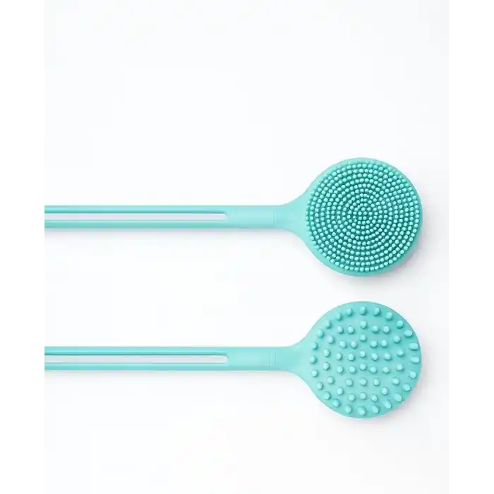 Busstier Çift Taraflı Silikon Duş Vücut Fırçası Uzun Saplı Banyo Yıkama Fırçası Sırt Masaj Peeling Fırçası Derin Temizlik ve Rahatlatıcı Masaj İçin Esnek Yumuşak Vücut Temizleme Aparatı