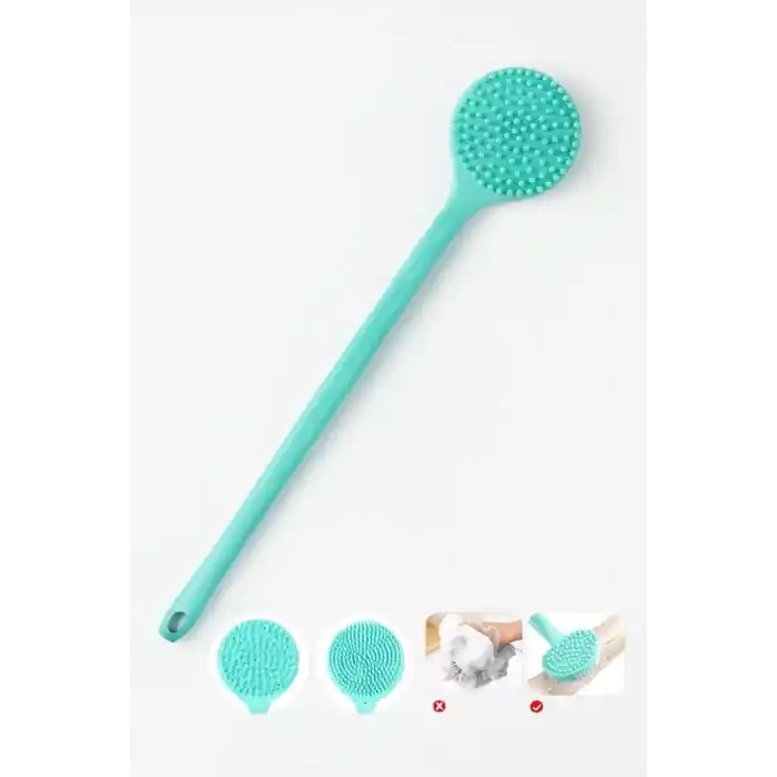 Busstier Çift Taraflı Silikon Duş Vücut Fırçası Uzun Saplı Banyo Yıkama Fırçası Sırt Masaj Peeling Fırçası Derin Temizlik ve Rahatlatıcı Masaj İçin Esnek Yumuşak Vücut Temizleme Aparatı