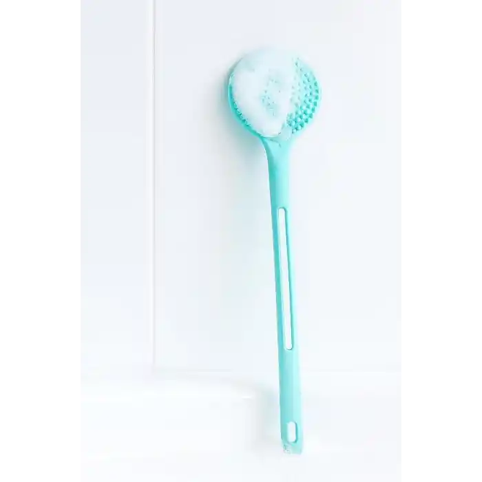 Busstier Çift Taraflı Silikon Duş Vücut Fırçası Uzun Saplı Banyo Yıkama Fırçası Sırt Masaj Peeling Fırçası Derin Temizlik ve Rahatlatıcı Masaj İçin Esnek Yumuşak Vücut Temizleme Aparatı