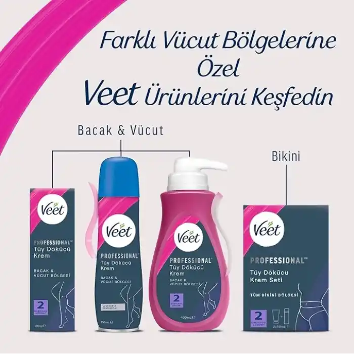 Veet Professional Tüm Cilt Tipleri İçin Tüy Dökücü Krem, 600ML Süper Fırsat Paketi (3 x 200 ML)