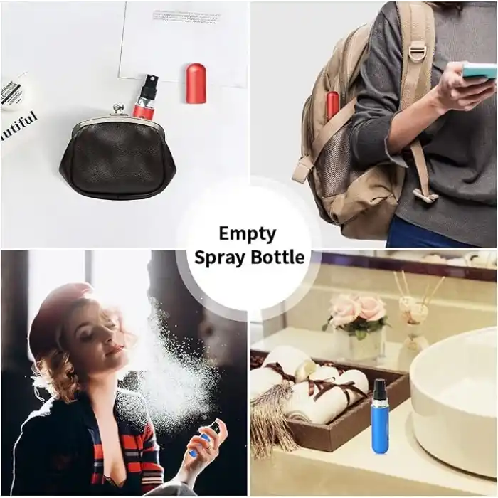 Saiveina Taşınabilir 5ml Mini Parfüm Atomizer Şişeleri, Doldurulabilir Parfüm Sprey Şişesi, Koku Pompası Kılıfı, Seyahat ve Giden için Boş Parfüm Şişeleri (4 Paket)
