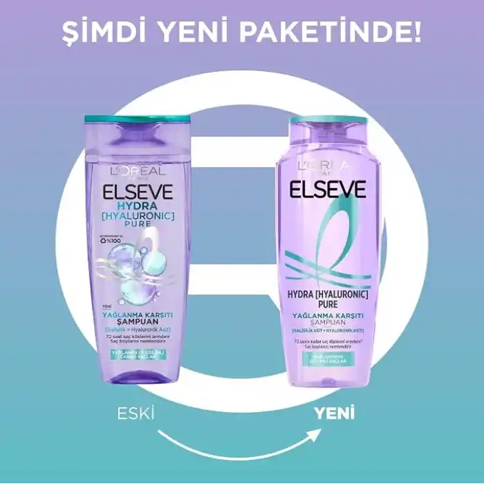 LOreal Paris Elseve Hydra Hyaluronic Pure Salisilik Asit İçeren Yağlanma Karşıtı Arındırıcı Şampuan 300 ml