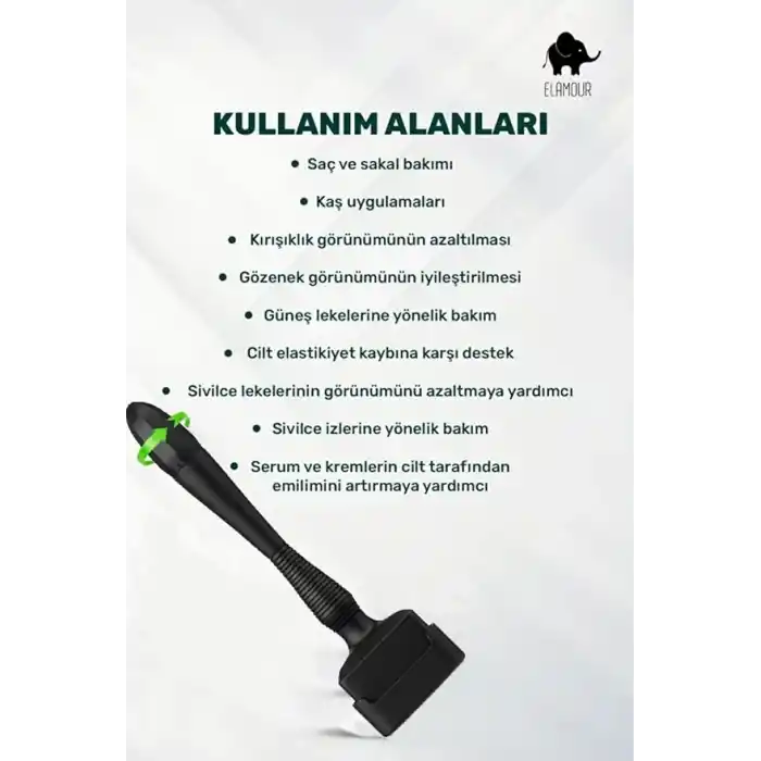 Elamour 140 Titanyum Iğneli Ayarlanabilir Iğne Ölçülü (0.25-3.0mm) - Dezefektan Hediyeli - Siyah Dermastamp