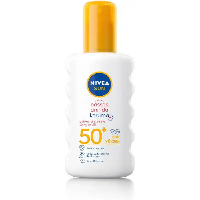 NIVEA SUN SPF50 Hassas Ciltlere Özel Çok Yüksek Güneş Koruyucu Sprey 200ml, Güneş Alerjisine Karşı Etkili,Kokusuz