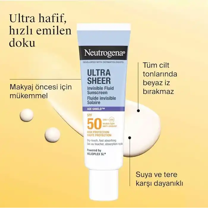 Neutrogena Ultra Sheer Age Shield Fluid SPF50 Yüz Güneş Koruyucu 50 ml