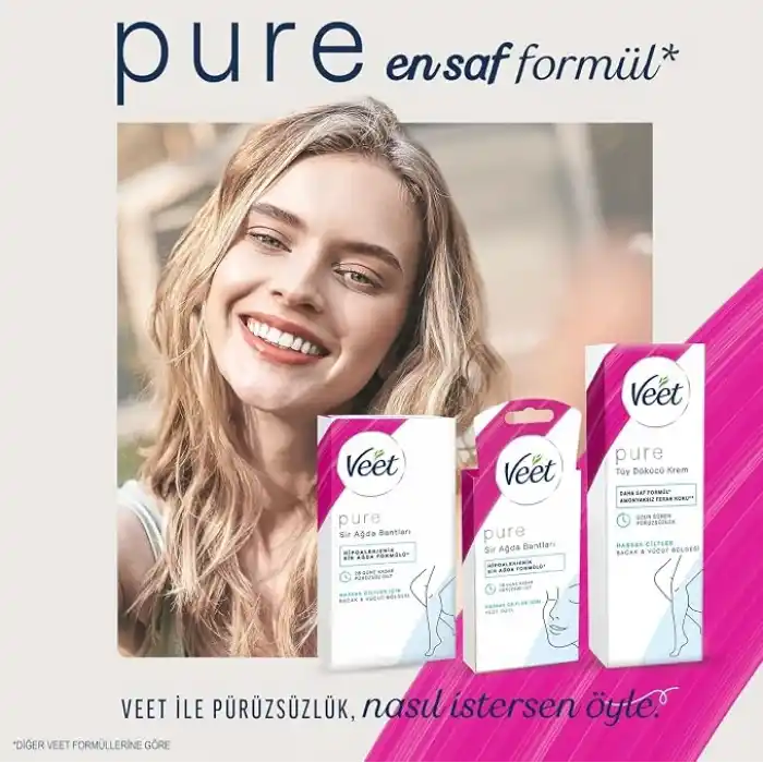 Veet Pure Hipoalerjenik Yüz Ağda Bandı, (2 x 20 Adet), Ağda Bandı, Tüy Alma