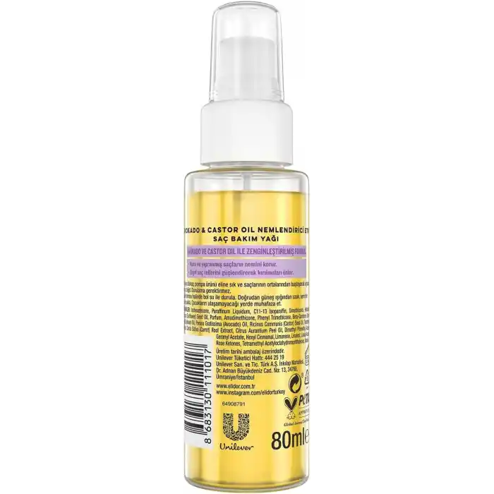 Elidor Saç Bakım Yağı Avokado ve Castor Oil Nemlendirici Etki 80 ml