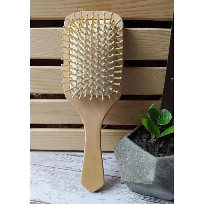 Busstier Bambu Uçlu Ahşap Saç Fırçası Doğal ve Antistatik Tarak