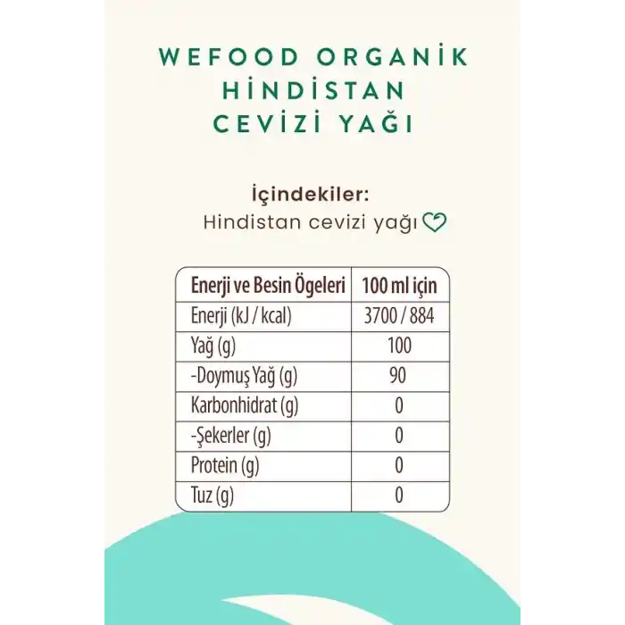 Wefood Organik Hindistan Cevizi Yağı 150 ml 2li (Soğuk Sıkım)