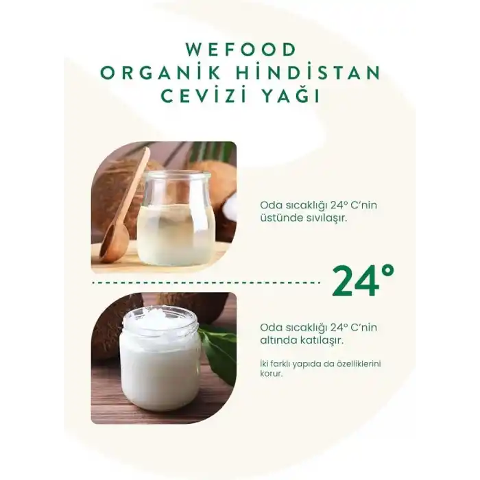 Wefood Organik Hindistan Cevizi Yağı 150 ml 2li (Soğuk Sıkım)