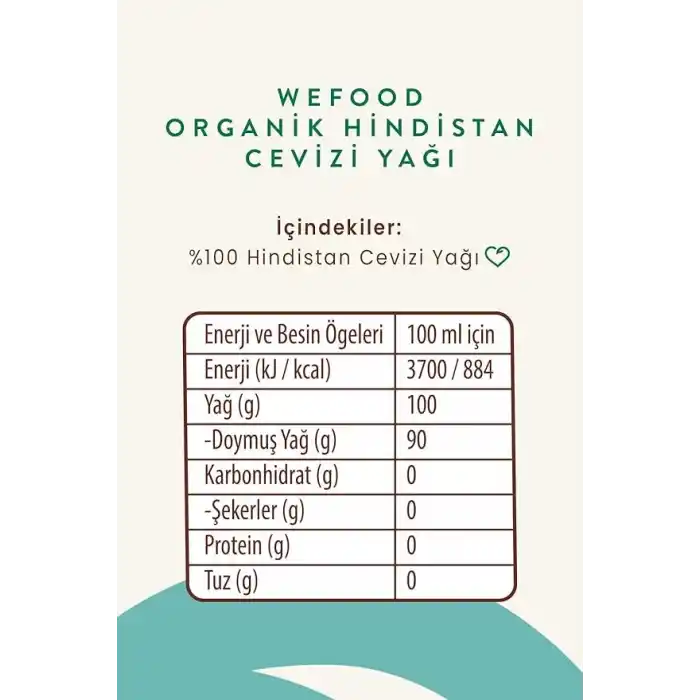 Wefood Organik Hindistan Cevizi Yağı 150 ml 2li (Soğuk Sıkım)