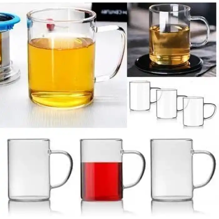 Orret Home 6lı Borosilikat Cam Kupa – Isıya Dayanıklı Termisil Çay ve Kahve Bardağı Seti, Şeffaf Cam Kupa, Sıcak Soğuk İçecekler İçin Dayanıklı Bardak Takımı (6 Adet)