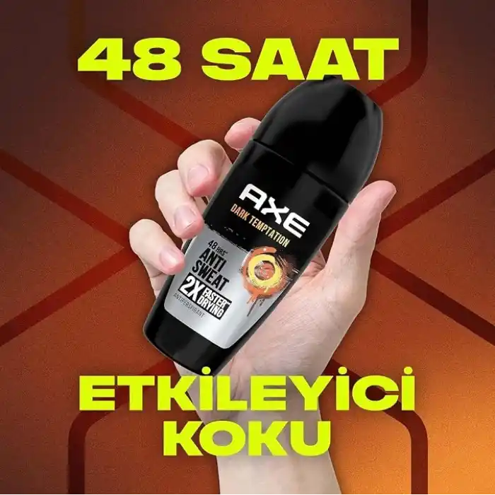 AXE Erkek Roll On Deodorant Dark Temptation 48 Saat Etkileyici Koku 50 ml